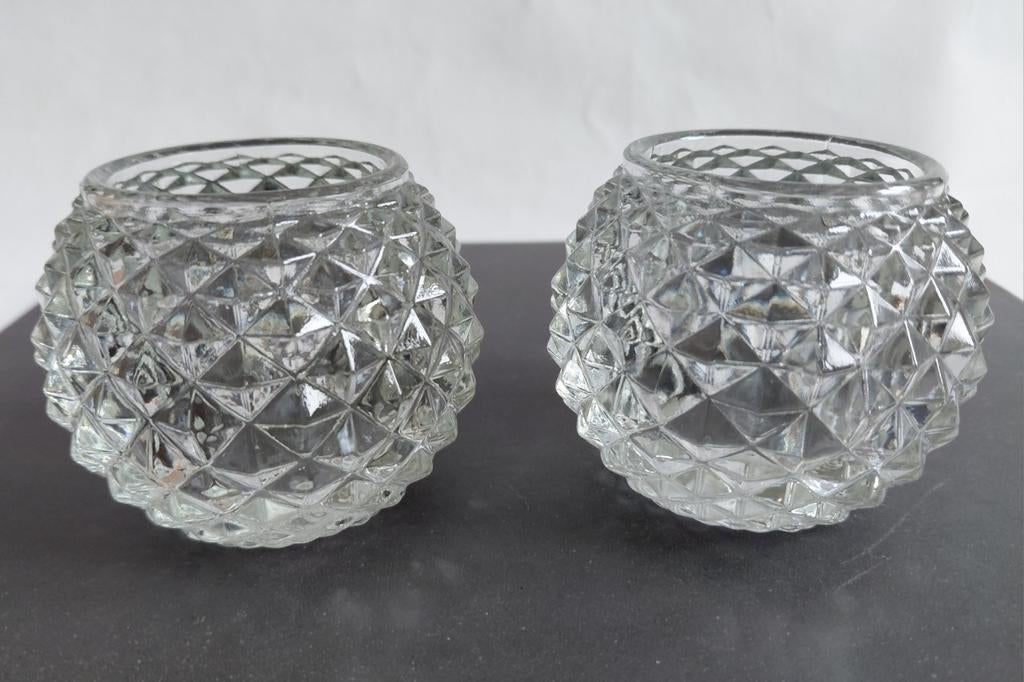 Set Kaarsenhouders Waxinelichthouders Glas, Overige materialen, Overige kleuren, Ophalen of Verzenden, Zo goed als nieuw