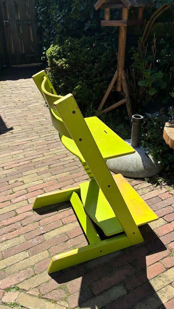 Stokke Tripp Trapp kinderstoel met beugel en kussen, Ophalen, Gebruikt, Meegroeistoel, Aanschuifbaar