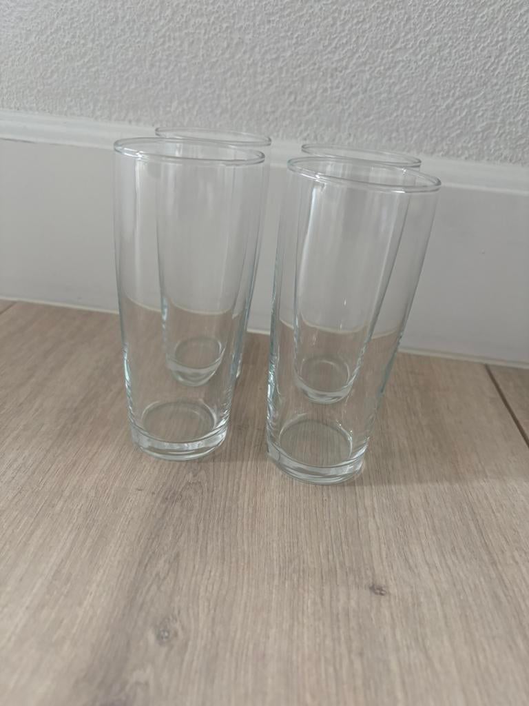 4 Fluitjes bierglazen Nieuw, Verzamelen, Ophalen, Nieuw, Bierglas