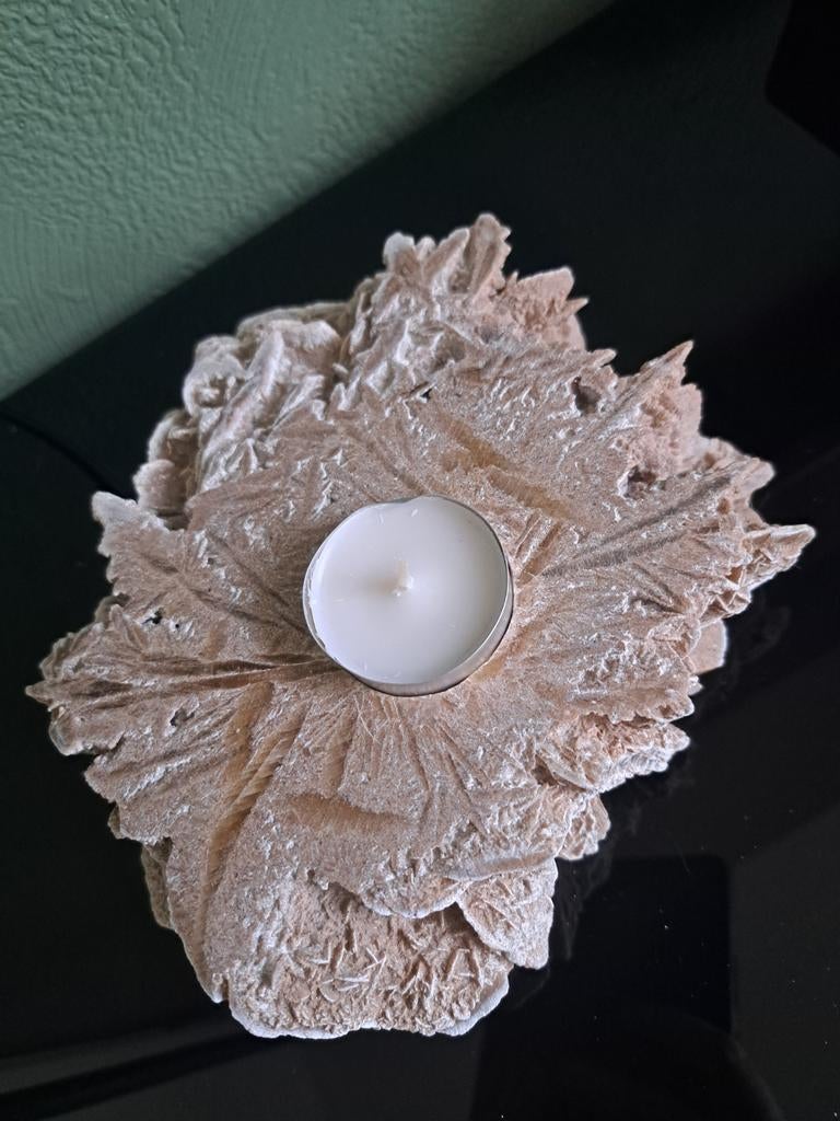 Woestijnroos waxinelichthouder, zeer zeldzaam!, Ophalen of Verzenden, Mineraal