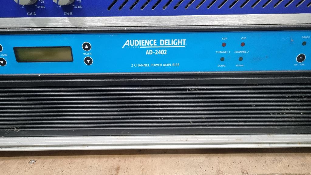 versterker Audience Delight AD-2402 Amplifier., Refurbished, 120 watt of meer, Front, Rear of Stereo speakers, Ophalen