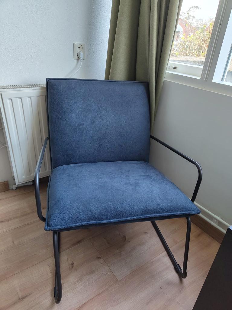 Grijze fauteuil/stoel, Huis en Inrichting, Fauteuils, Gebruikt, Metaal, Stof, 50 tot 75 cm, Minder dan 75 cm, Ophalen