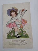 MEISJE. MET GANS. UNCOMMONLY HAPPY..., Ophalen of Verzenden, Voor 1920, Kinderen
