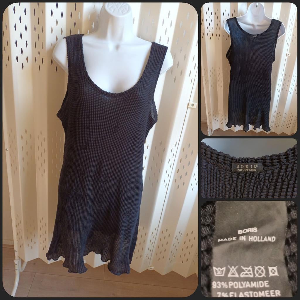 Boris Industries Zwart Mouwloos Topje Jurkje Maat M, Maat 38/40 (M), Boris Industries, Zwart, Ophalen of Verzenden