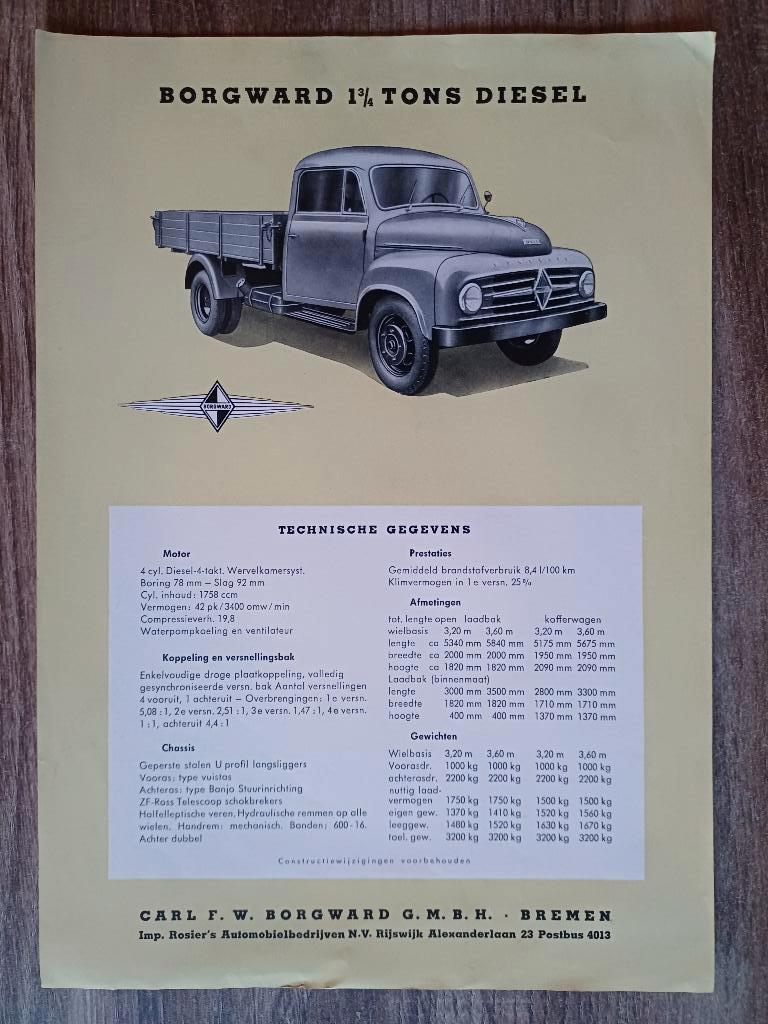 Borgward leaflet, Boeken, Ophalen of Verzenden, Gelezen, Overige merken