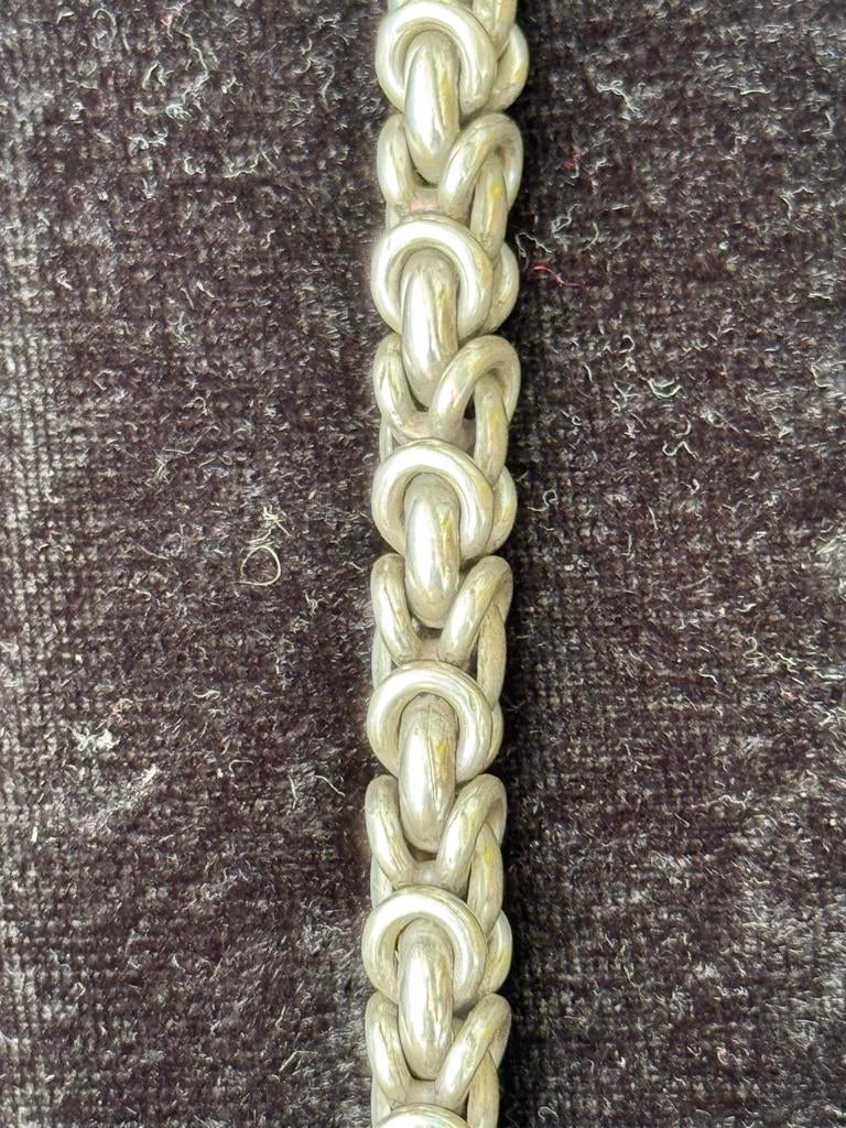 Handgemaakte Zilveren Armband - Koningsschakel, Verzenden, Gebruikt, Zilver