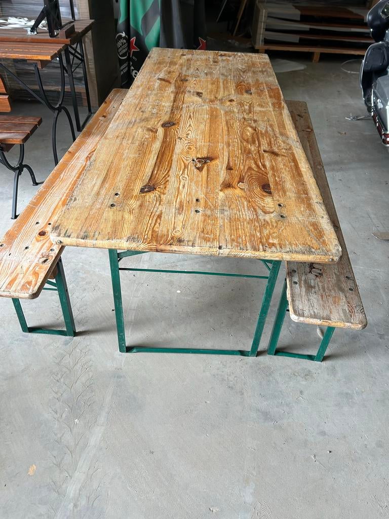 Biertafel met banken 80 x 220 cm, Ophalen, Gebruikt, Inklapbaar, Rechthoekig