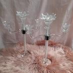 2 x mooie kristallen kandelaars 75.00 p.s, Ophalen of Verzenden, Zo goed als nieuw, Overige materialen, Minder dan 25 cm
