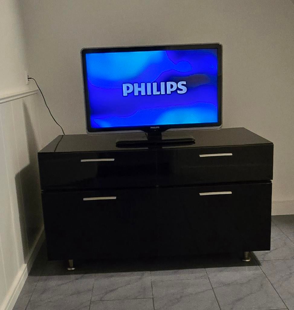 Philips LCD tv met verlichting 32 inch + kast zwart hoogglan, Ophalen, 25 tot 50 cm, Minder dan 100 cm