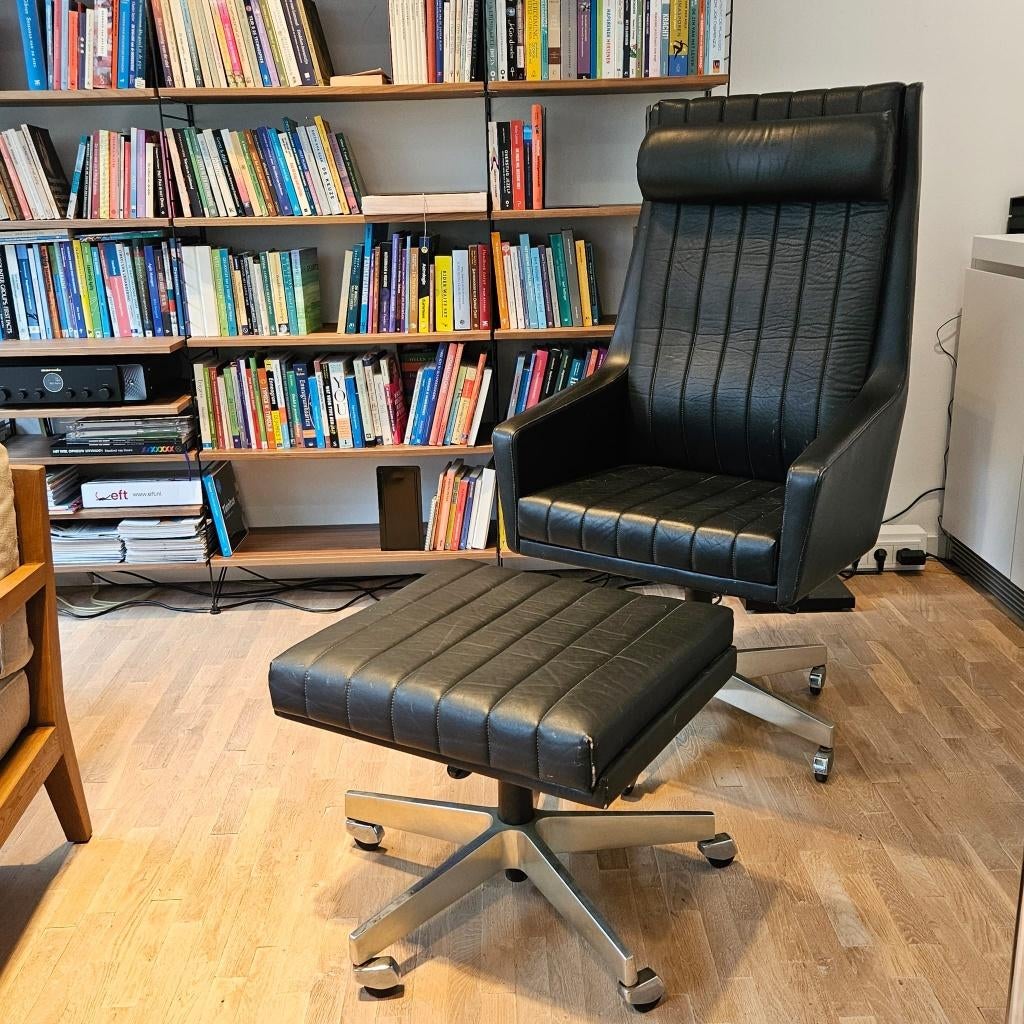 Giroflex (Martin Stoll) mid century executive / lounge chair, Huis en Inrichting, Fauteuils, Ophalen, Gebruikt, 50 tot 75 cm, Leer