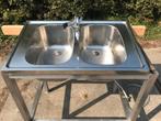 dubbele rvs bar spoelbak / wasbak, Ophalen, Zo goed als nieuw