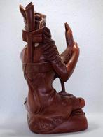 Antiek houten beeld Indonesië man met haan Pan Akus Bali, Ophalen of Verzenden