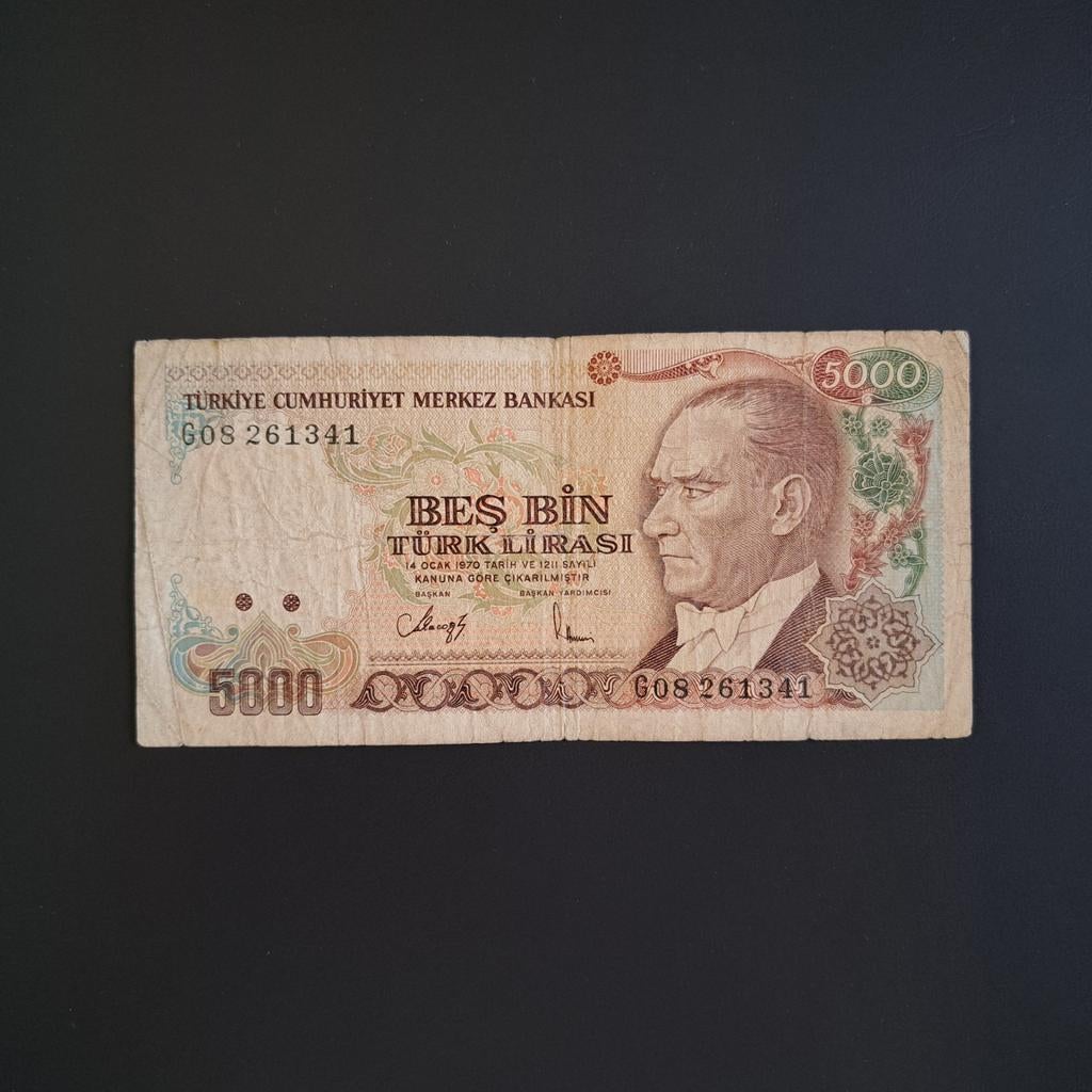 5000 lira Turkije #005, Verzenden, Overige landen, Los biljet