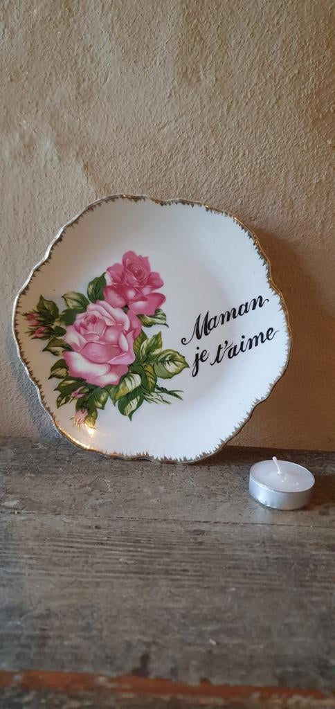 Klein Frans bordje moederdag: Maman je t'aime rozendecor, Ophalen of Verzenden