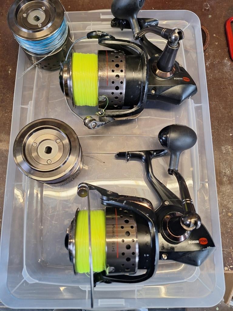 2 x Penn Sargus 8000 met reservespoelen, Ophalen of Verzenden, Molen