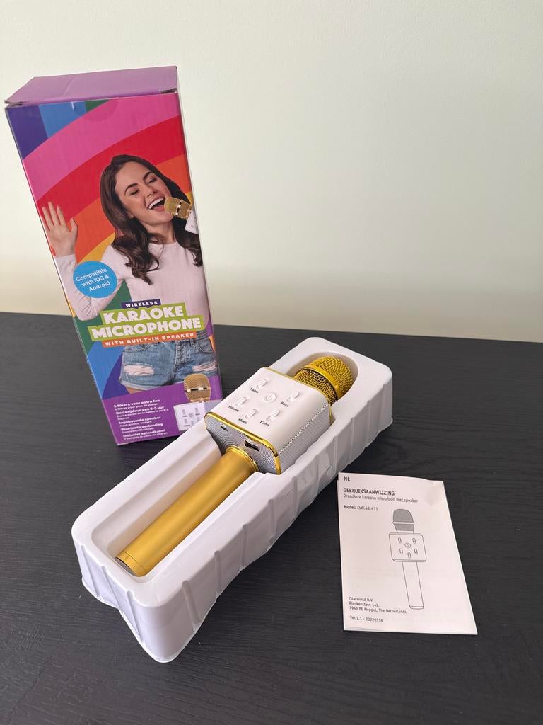 Karaoke Microfoon met Ingebouwde Speaker - Goud, Ophalen, Nieuw, Microfoon(s)