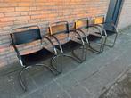 4 Vintage Buisframe stoelen, jaren 70 / 80, Huis en Inrichting, Stoelen, Ophalen, Gebruikt, Leer, Twee