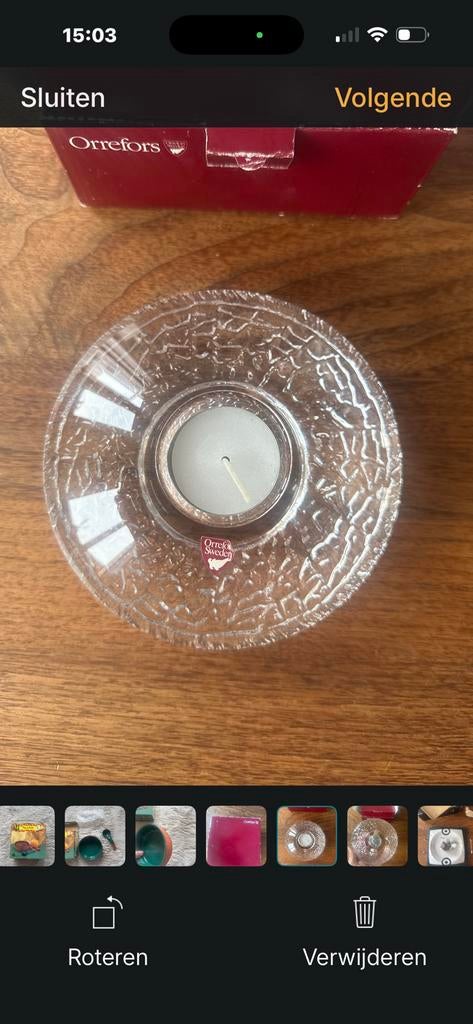 Orrefors waxinelichtje houder nieuw in doos, Ophalen of Verzenden, Zo goed als nieuw, Overige materialen, Minder dan 25 cm