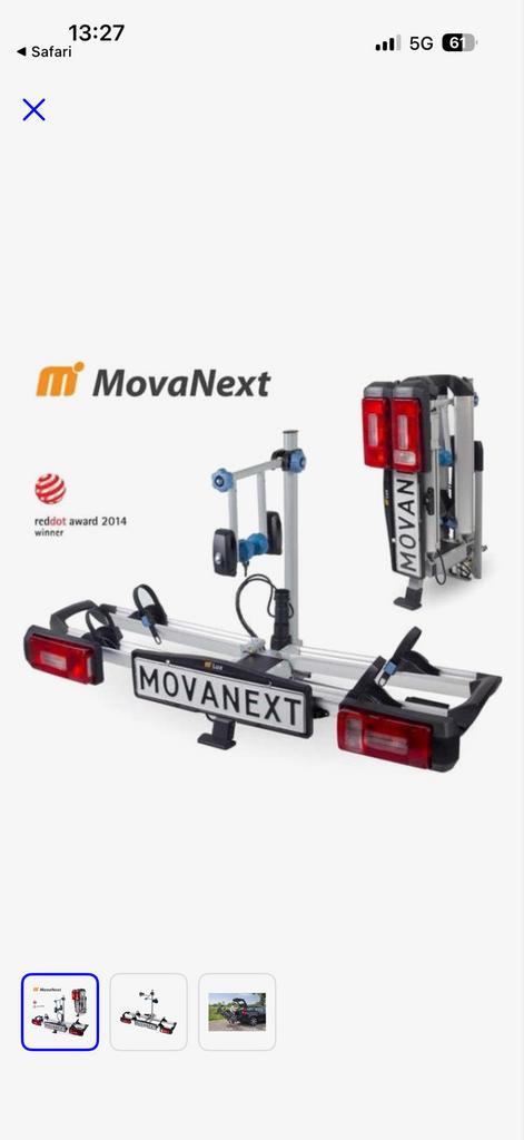 Movanext Lux Plus Fietsendrager - Trekhaakdrager, Auto diversen, Fietsendragers, Ophalen, Zo goed als nieuw, 2 fietsen, Trekhaakdrager