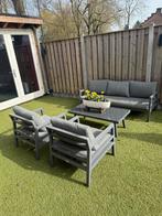 Loungeset bank, 2 losse stoelen en tafel aluminium (5pers.), Ophalen, Zo goed als nieuw, Aluminium, Bank