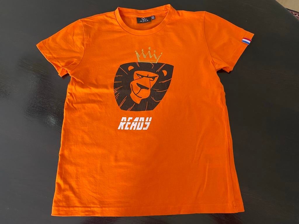 Oranje voetbalshirt met leeuw,  maat 146-152, Kinderen en Baby's, Ophalen of Verzenden, Zo goed als nieuw, Jongen of Meisje