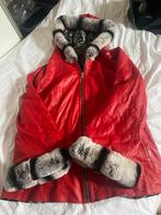 Rode Leren Jas met Bont van Lamsleer - Maat 38/40, Ophalen of Verzenden, Gedragen, Maat 38/40 (M), Rood