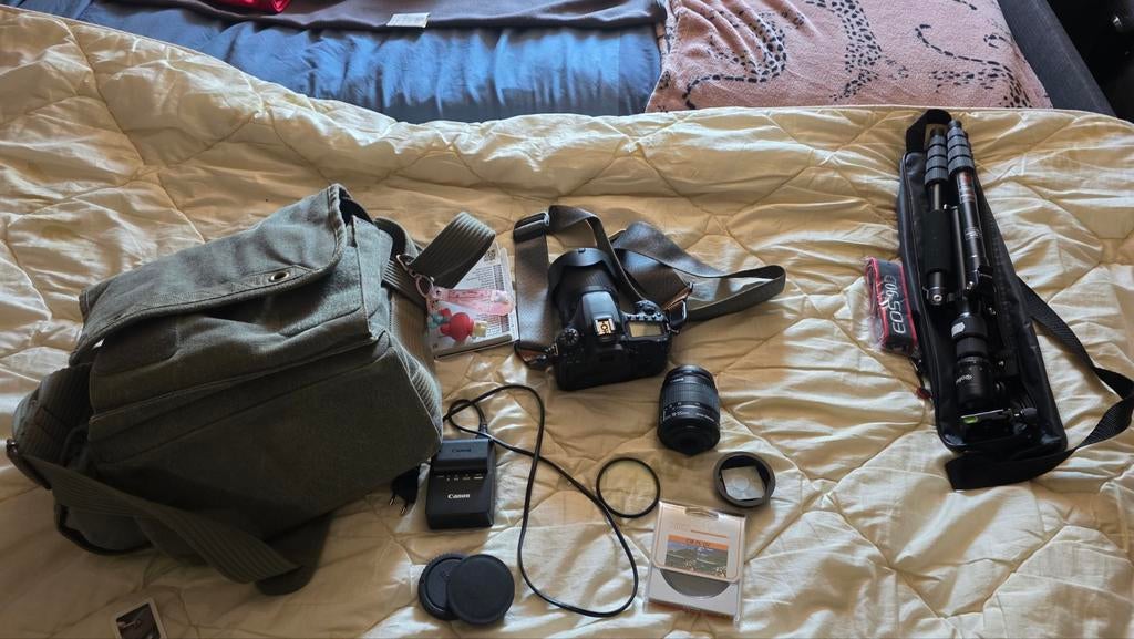 Canon EOS 750D complete set met 2 lenzen, tas en statief, Ophalen of Verzenden