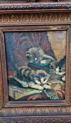 Antiek schilderij (Raaphorst ?) met poezen *bric*, Ophalen of Verzenden