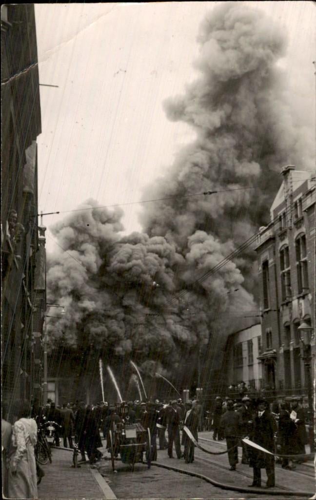 Rotterdam - Brandweer Fotokaart Huberstraat, Verzamelen, Ansichtkaarten | Nederland, Ongelopen, Zuid-Holland, Voor 1920, Ophalen of Verzenden