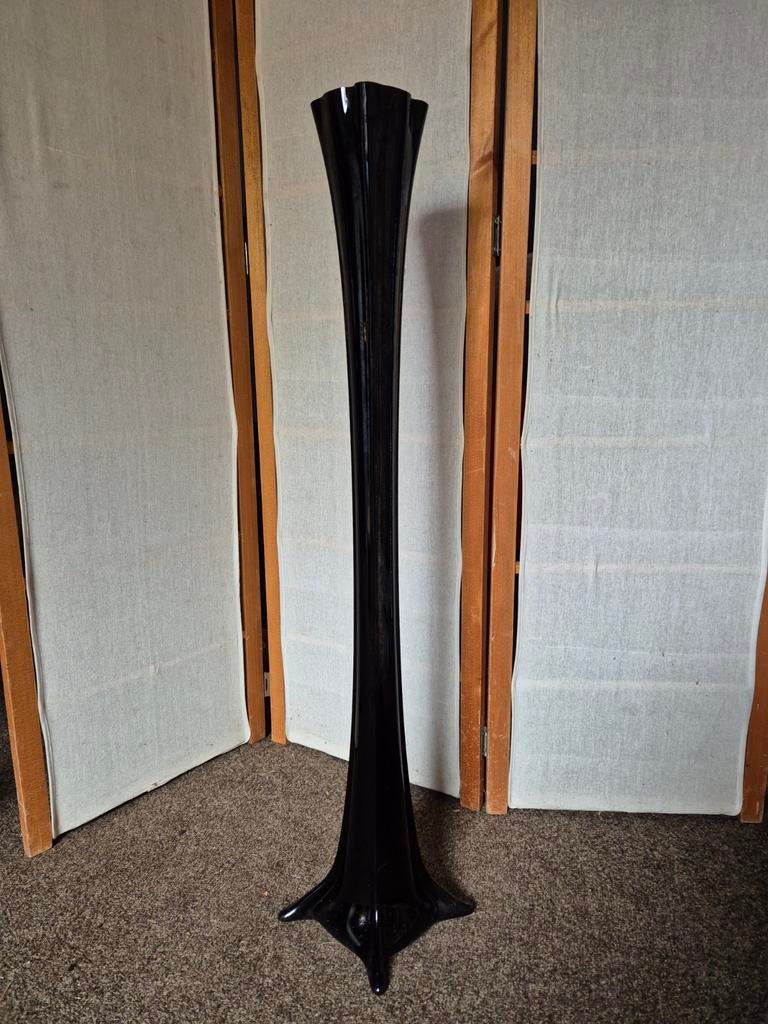 Elegante zwarte glazen vaas - Modern design, Ophalen, Zwart, Glas, 75 cm of meer