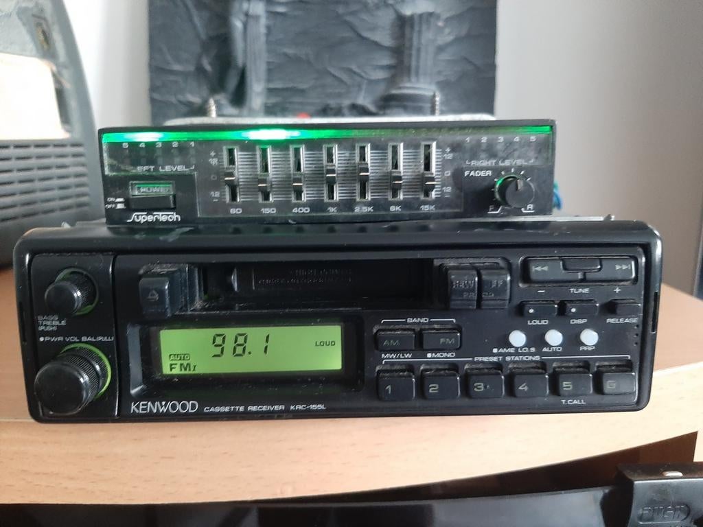 Kenwood KRC-155L radio cassette Supertech EQB-63C equalizer, Auto diversen, Autoradio's, Ophalen, Gebruikt