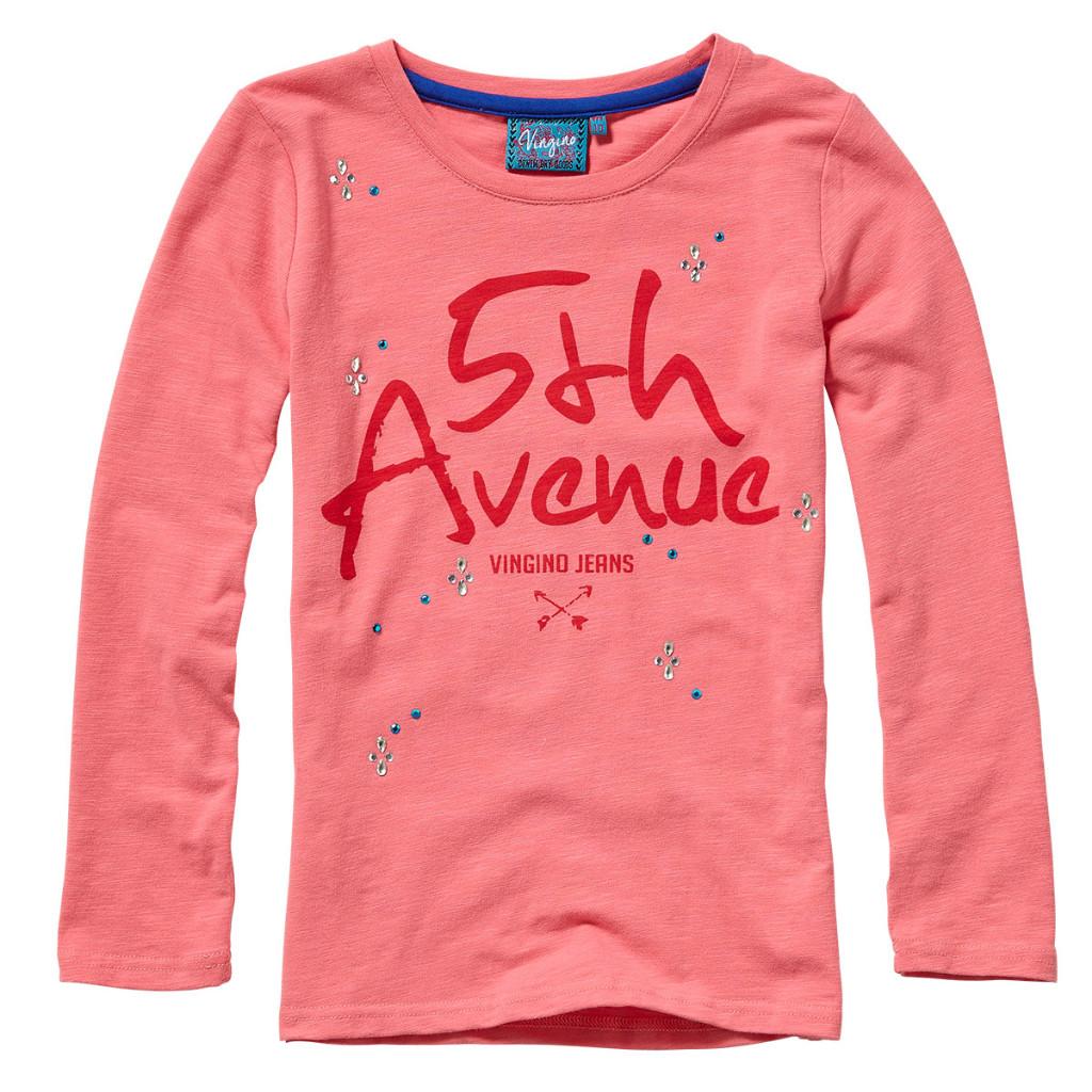 VINGINO longsleeve shirt roze met strass maat 176 16, Kinderen en Baby's, Kinderkleding | Maat 176, Meisje, Ophalen of Verzenden