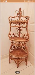 Vintage retro 80s riet rotan bamboe etagere kast, Ophalen of Verzenden, Gebruikt