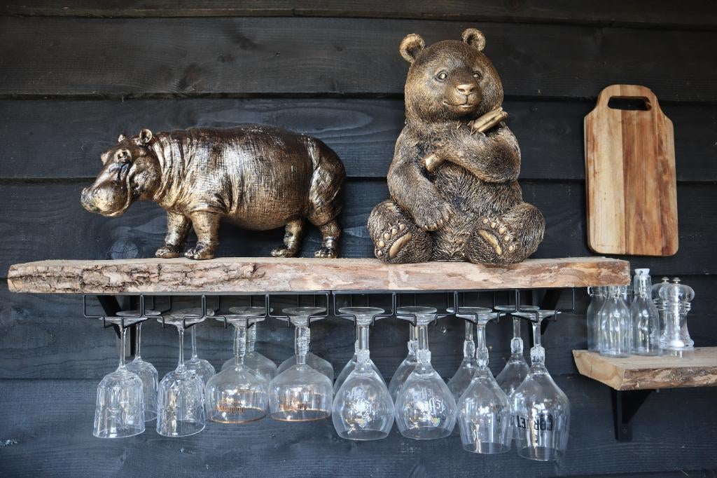Nijlpaard beeld goud 45 cm staand sculptuur decoratie, -, Overige stijlen, -, Nieuw