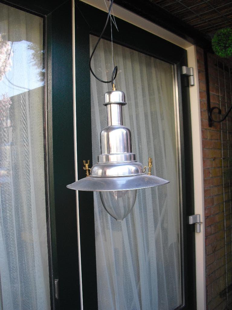 TE KOOP DRIE MOOIE ALLUMINIUM KAMER HANG LAMPEN, Huis en Inrichting, Lampen | Hanglampen, Ophalen, Zo goed als nieuw, Minder dan 50 cm