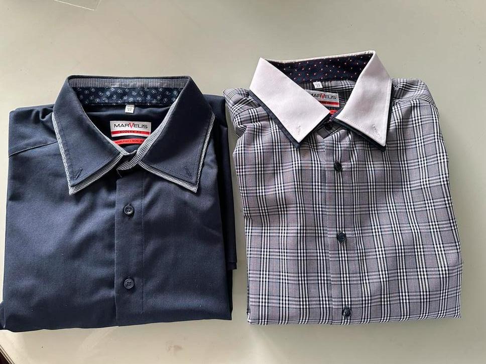 Marvelis modern Fit 2 overhemden, Kleding | Heren, Overhemden, Ophalen of Verzenden, Zo goed als nieuw, Blauw, Halswijdte 43/44 (XL)