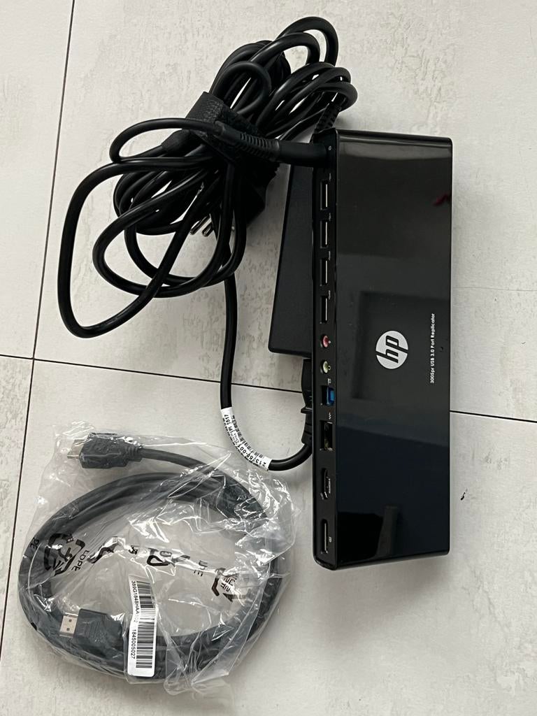 HP 3005pr USB 3.0 Port Replicator Docking Station, Computers en Software, Dockingstations, Ophalen, Zo goed als nieuw, Docking station