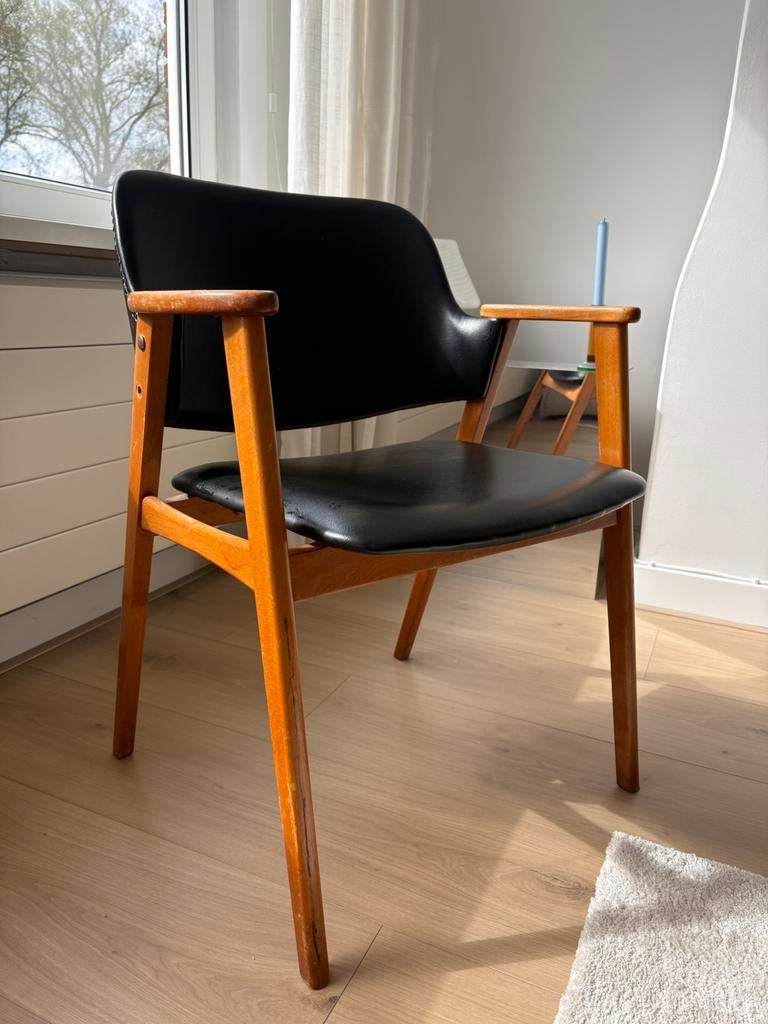 Vintage Pastoe armstoel 1960 - Cees Braakman, Ophalen, Gebruikt, Bruin, Eén