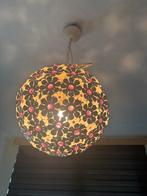 Hanglamp bol bloemen met roze glasstenen, Huis en Inrichting, Lampen | Hanglampen, Ophalen of Verzenden, Gebruikt, Glas, Minder dan 50 cm