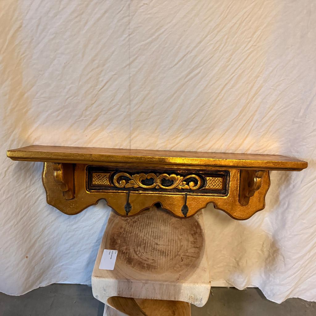 Brocante houten kapstok  - 75 cm – goud - bij TTM Wonen, Huis en Inrichting, Woonaccessoires | Kapstokken, Wandkapstok, TTM Wonen, Meubels – (Perzische) Tapijten en Woonaccessoires