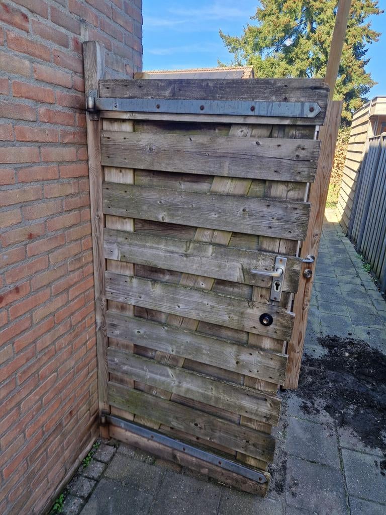 Hekdeur van hout met hang- en sluitwerk, Ophalen of Verzenden, Gebruikt, Hout, Tuinhek