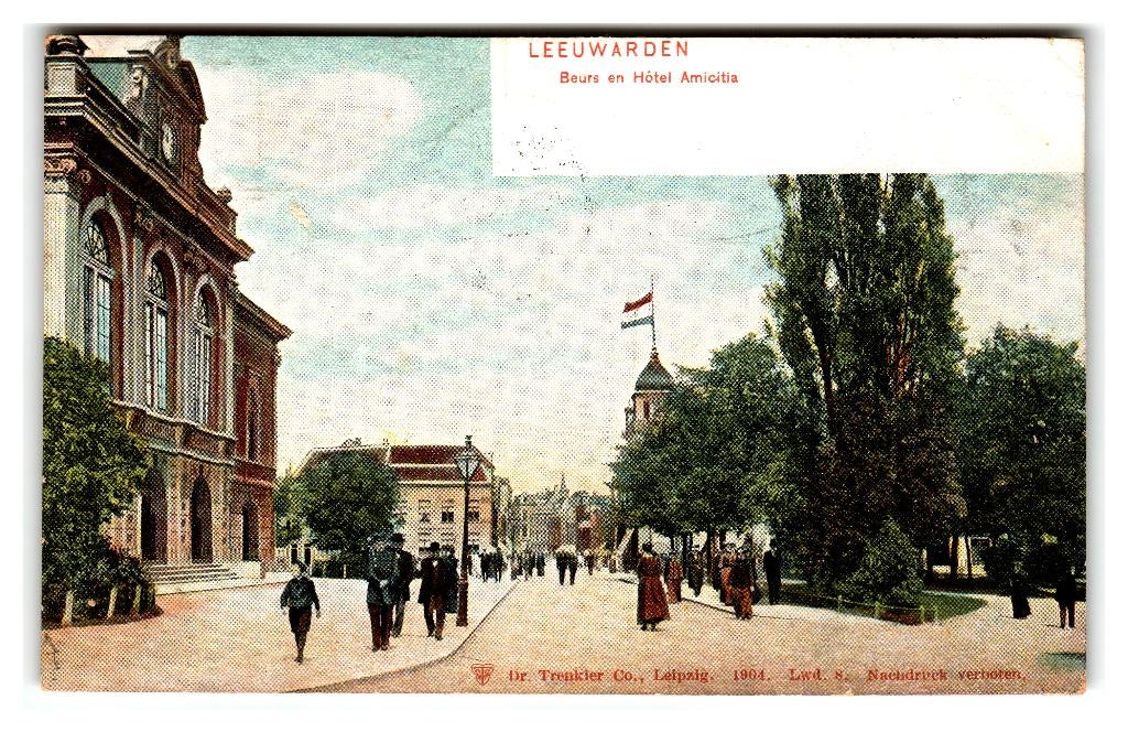 Leeuwarden, Beurs en Hotel Amicitia, Verzenden, Voor 1920, Gelopen, Friesland