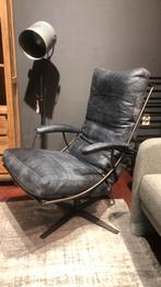 Luxe fauteul tiberius Het Anker, Africa leder dark blue, Ophalen, Nieuw, 75 tot 100 cm