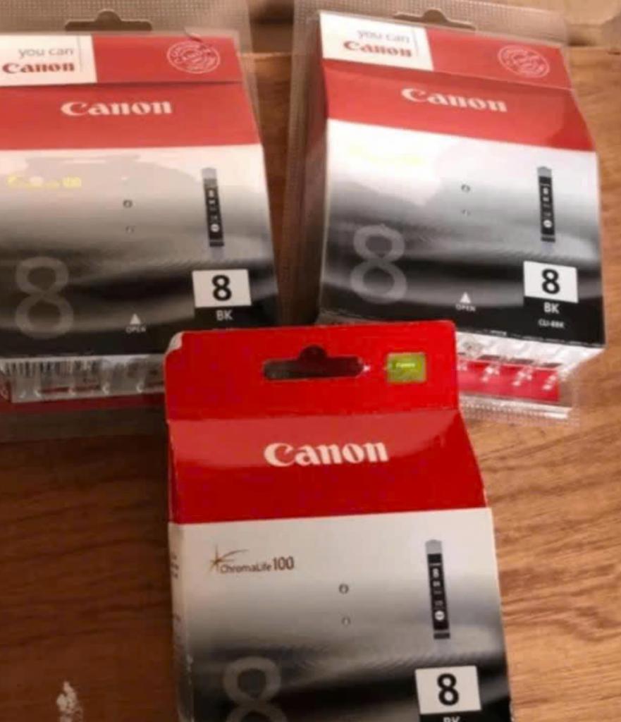 Drie cartridges Canon ChromaLife 100 CLI-8BK, Computers en Software, Ophalen of Verzenden, Nieuw, Cartridge, Canon