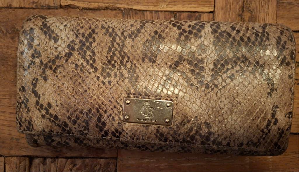 Stijlvolle portemonnee met slangenprint, Ophalen of Verzenden, Gebruikt, Bruin, Overige merken