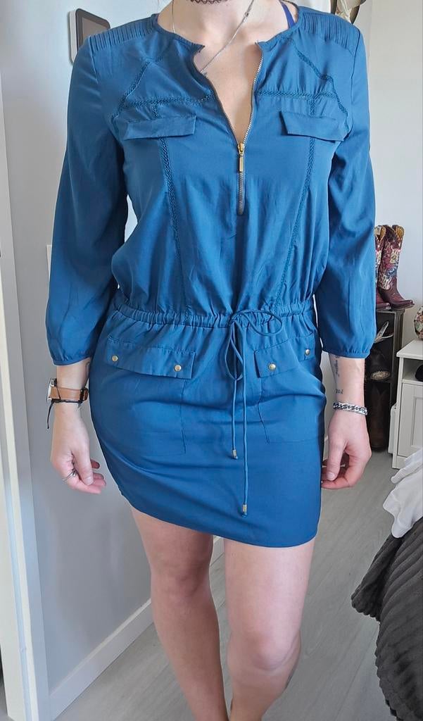 Sfera | Jurk + binnen jurk | 40 L | Driekwart mouwen, Kleding | Dames, Jurken, Verzenden, Zo goed als nieuw, Maat 38/40 (M), Blauw