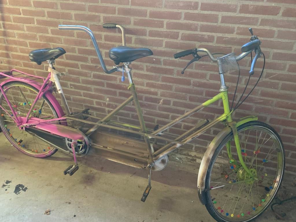 Tandem, Fietsen en Brommers, Fietsen | Tandems, Ophalen, Minder dan 10 versnellingen, Gebruikt, Minder dan 49 cm