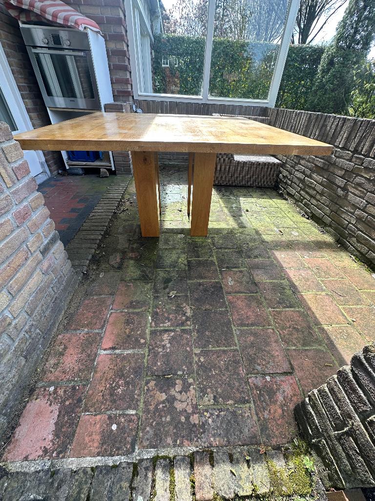 Vierkante tafel (1,4x1,4), Huis en Inrichting, Tafels | Eettafels, Ophalen, Gebruikt, Vierkant, Vijf personen of meer