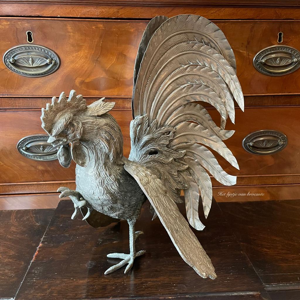 Engelse vintage metalen Kemphaan XL model, Antiek en Kunst, Ophalen of Verzenden