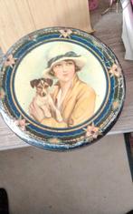 Vintage blik trommel Dame met Jack Russel hond, Ophalen of Verzenden, Gebruikt, Overige